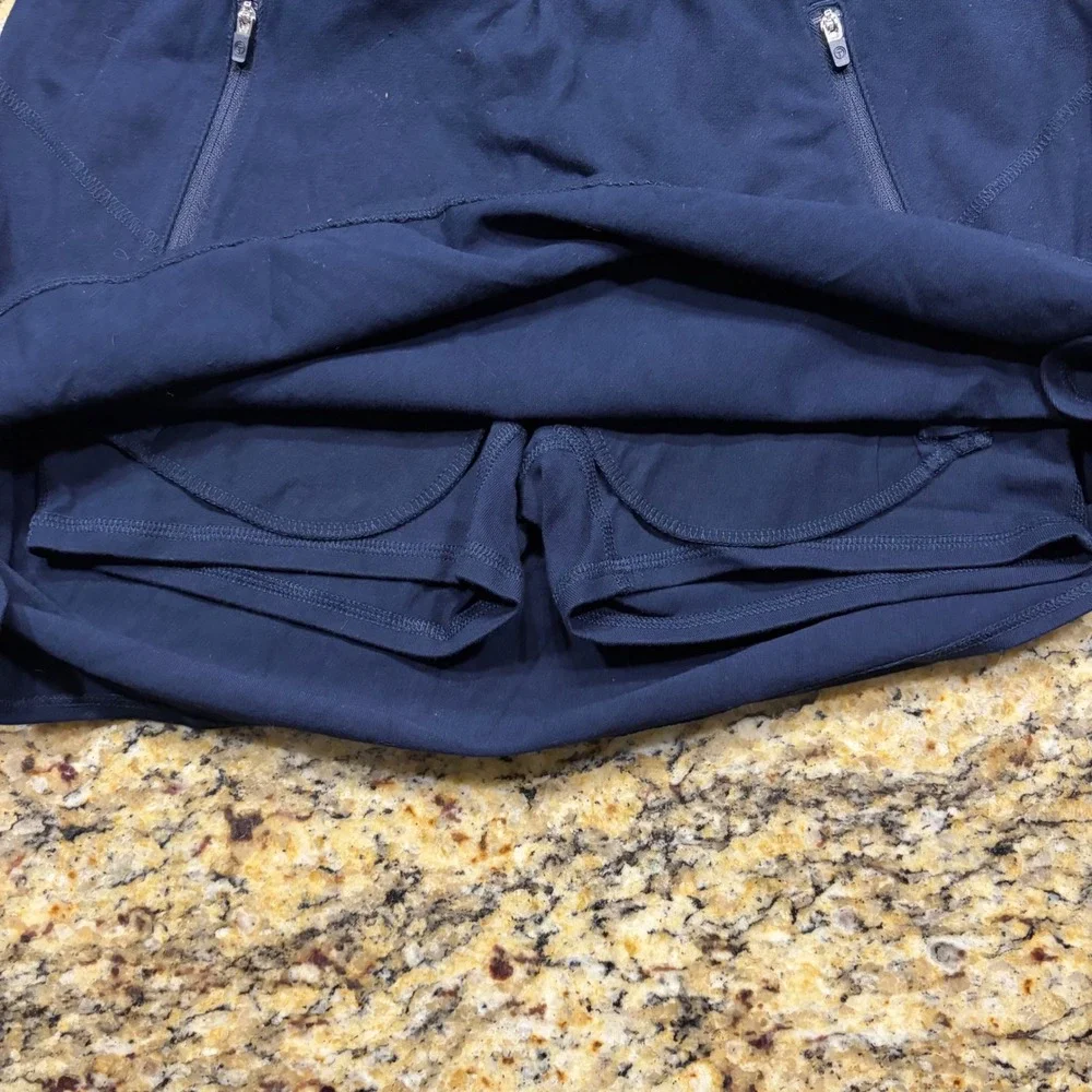T by Talbots Navy Blue Active Skort Petite Small PS Zipper Pockets